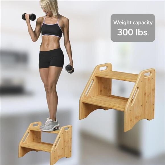 Wooden Step Stool, Two Step Stools Toddler 300 lbs Capacity with Safety Non-Slip - Picture 6 of 7